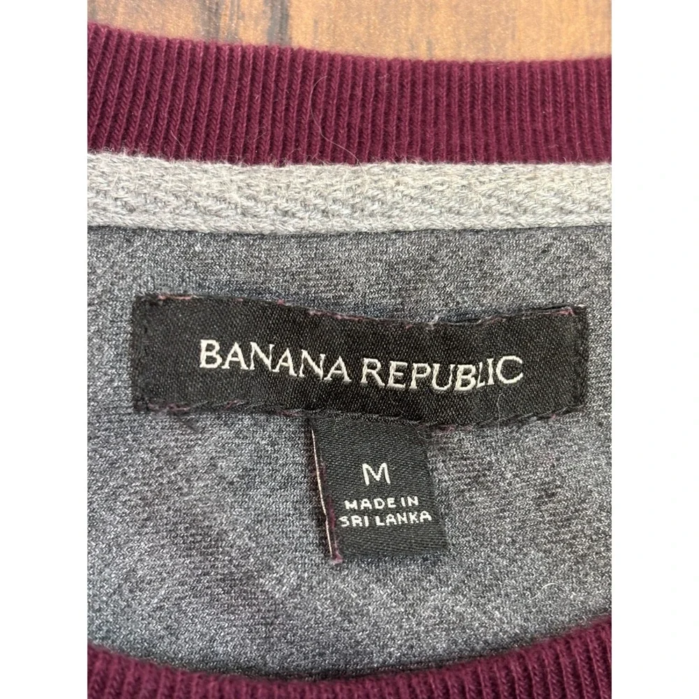 Banana Republic Sweatshirt Medium Maroon Crew Neck Pullover Cotton Raglan Mens